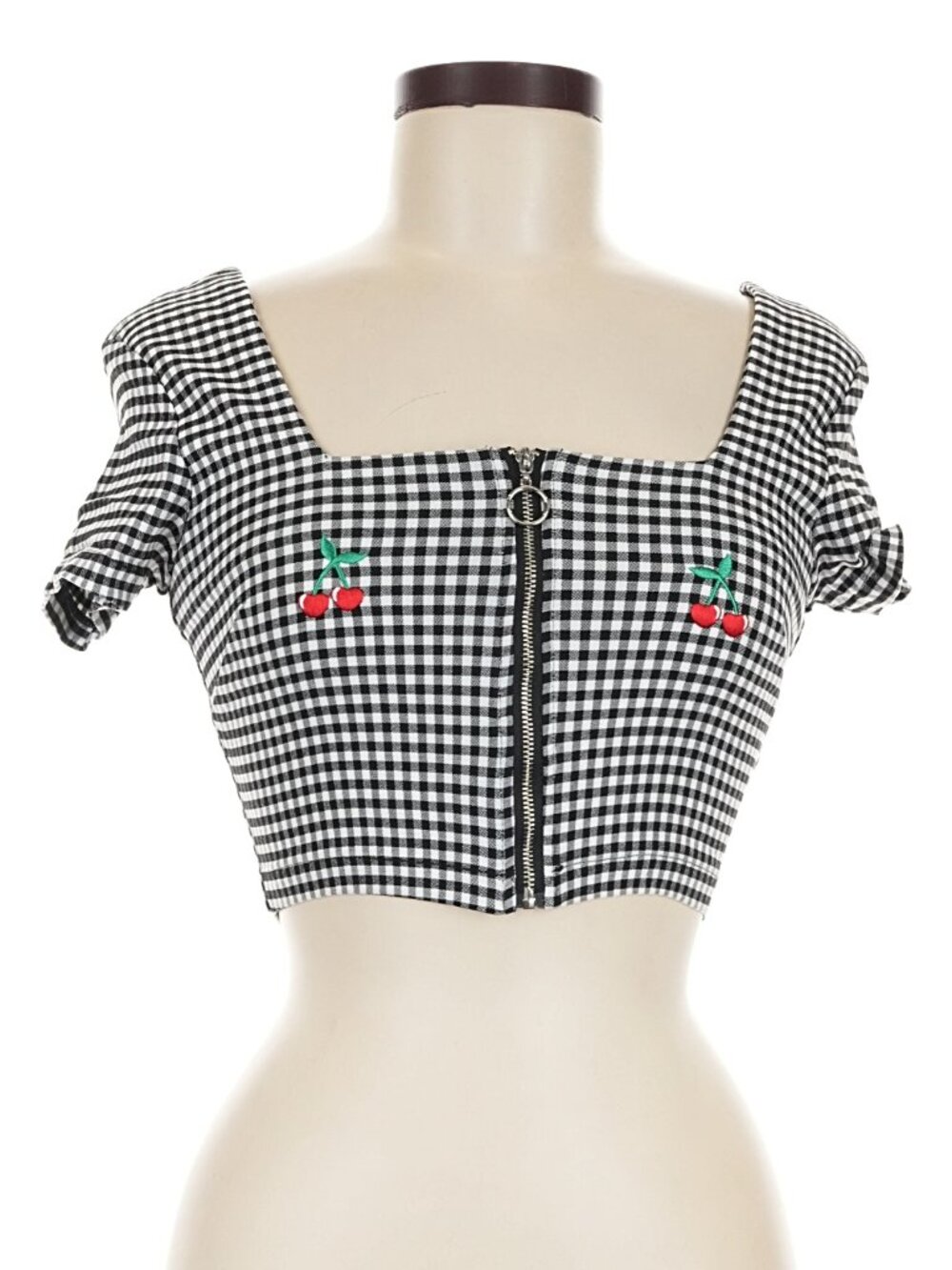 LAZY OAF Cherry Boob gingham retro crop top - Picture 5 of 10